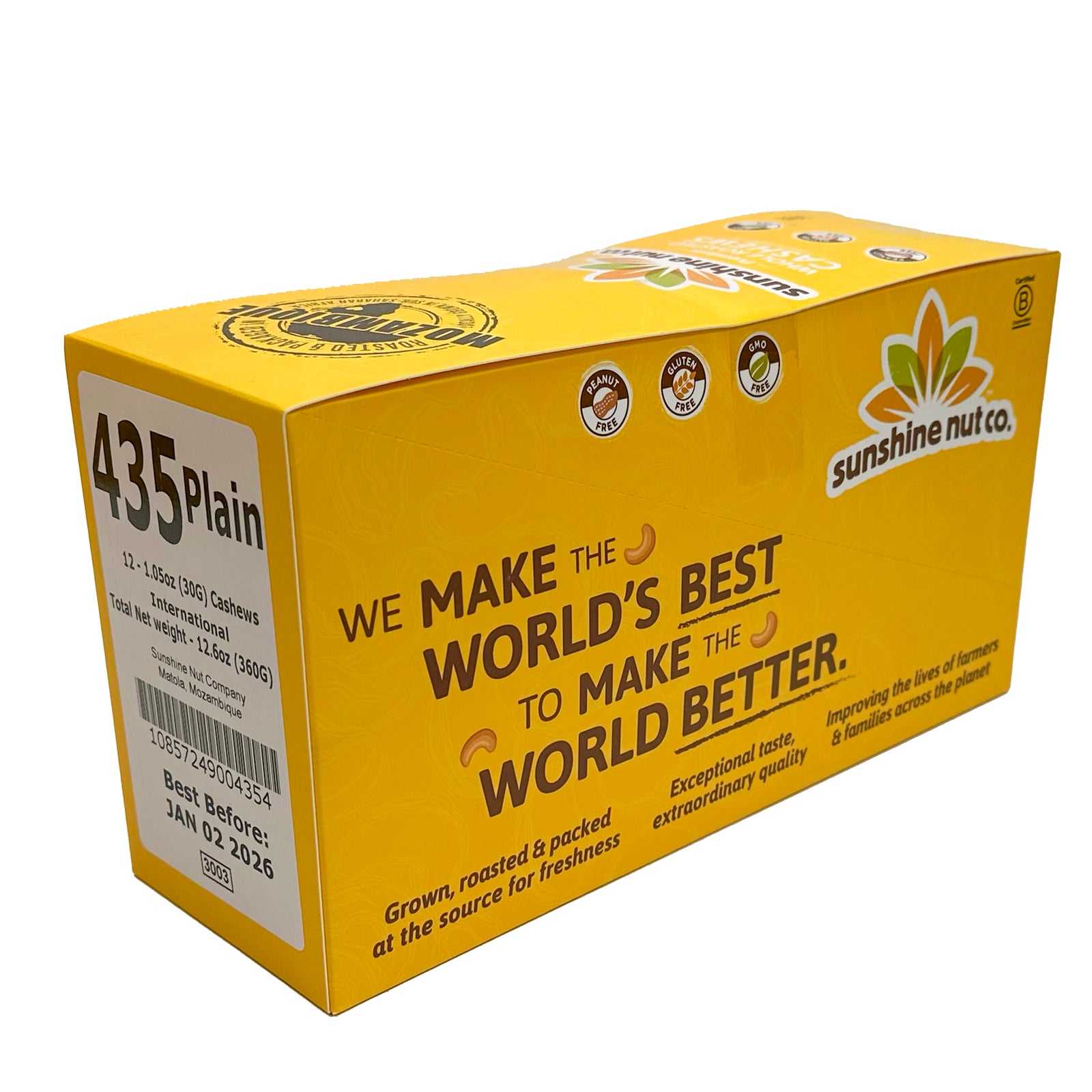 Sunshine Nut Cashews (12x30g) box - Plain