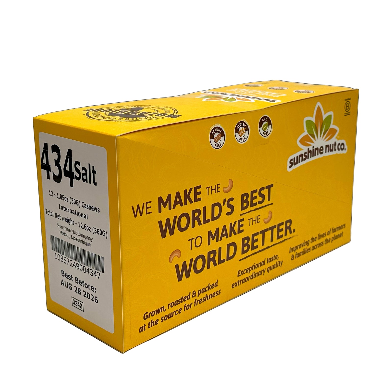 Sunshine Nut Cashews (12x30g) box - Salt