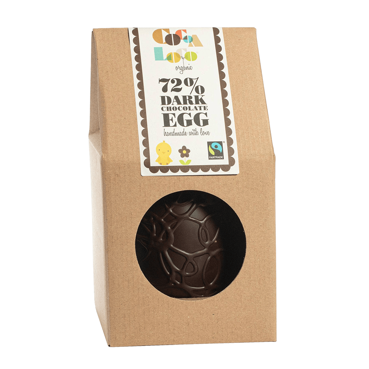 Cocoa Loco 72% Dark Chocolate Easter Egg (225g) | Fairtrade Organic Handmade UK