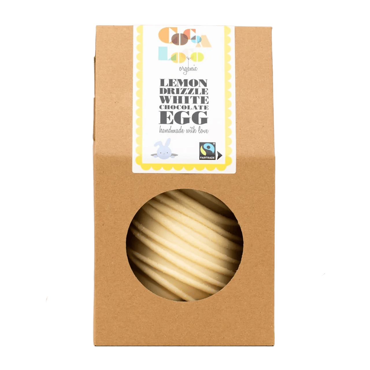 Cocoa Loco Lemon Drizzle White Chocolate Easter Egg (225g) | Fairtrade Organic Hand-Made UK