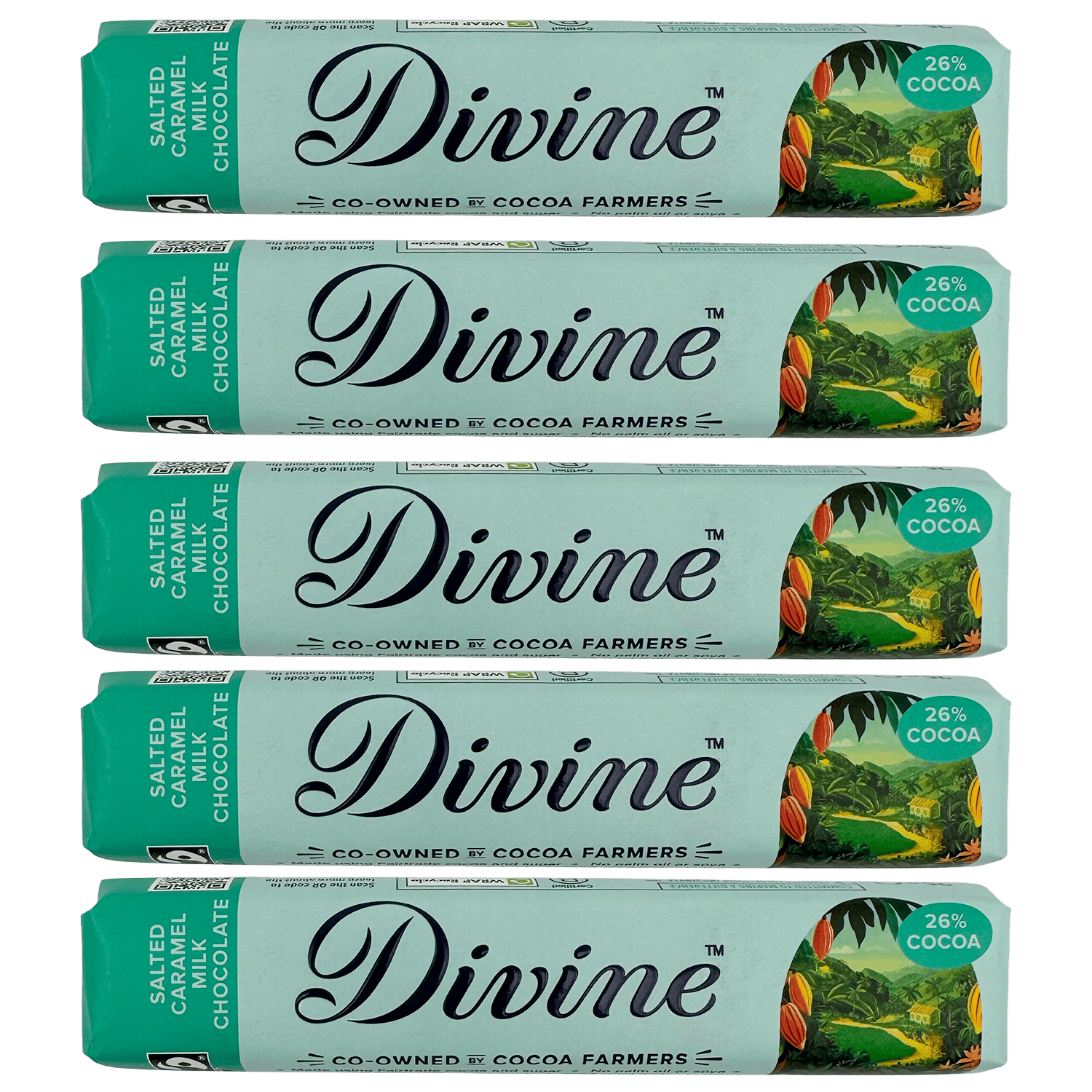 Divine Divine Chocolate 38% Milk Salted Caramel 5x35g Bars | Fairtrade
