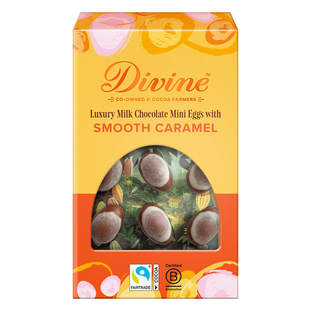 Divine Luxury Milk Chocolate Mini Easter Eggs with Smooth Caramel 190g | Fairtrade Chocolate