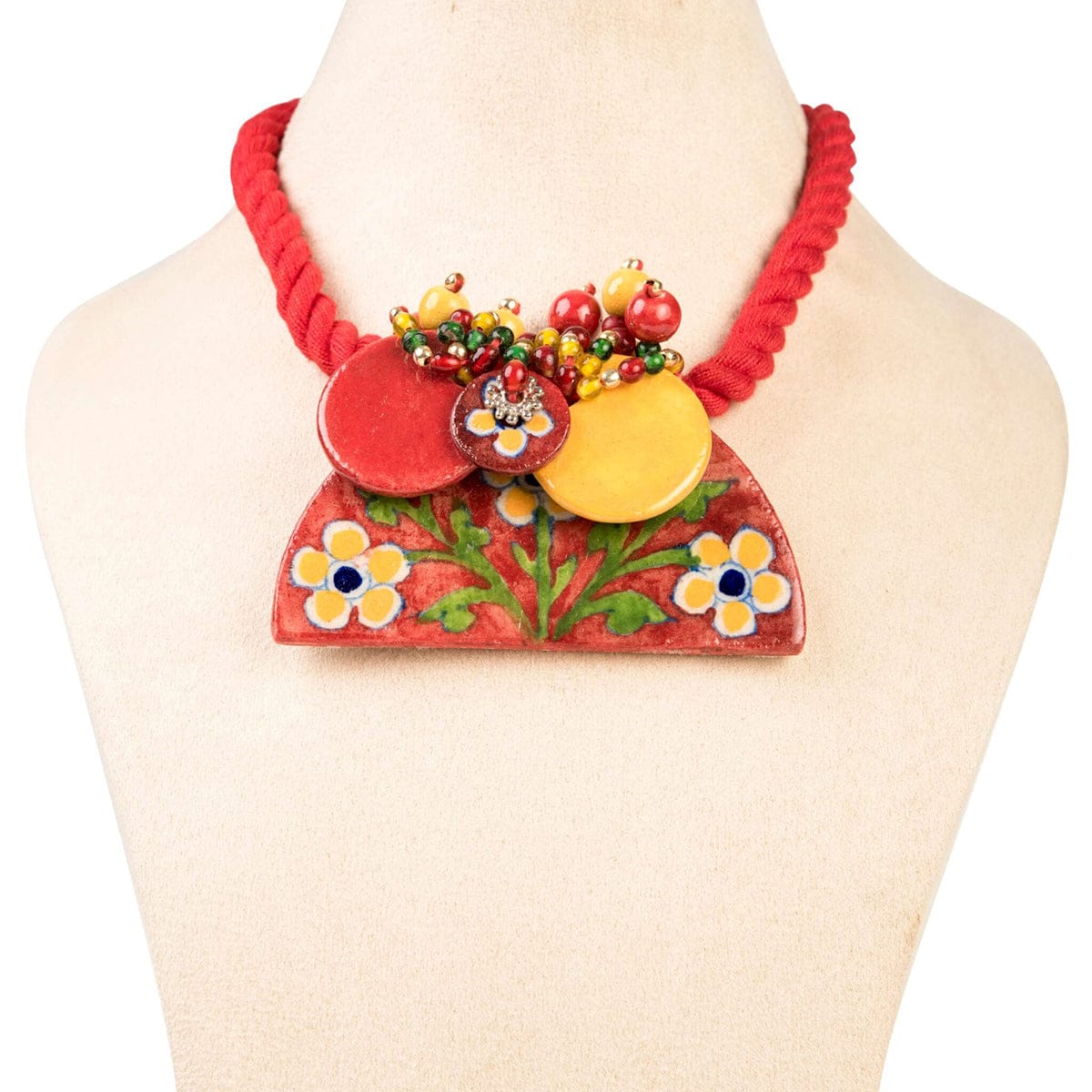 Ethiqana Half Disc Necklace - Red