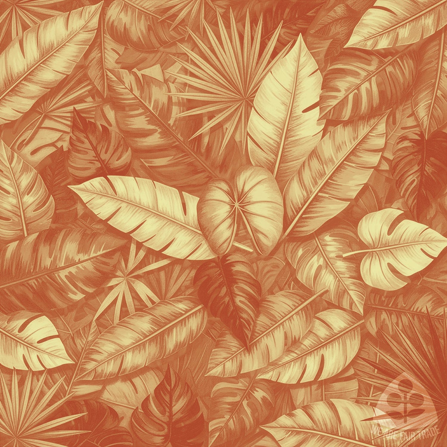 We Are Fair Trade African Leaves Tote Bag - Red/Gold Square Print