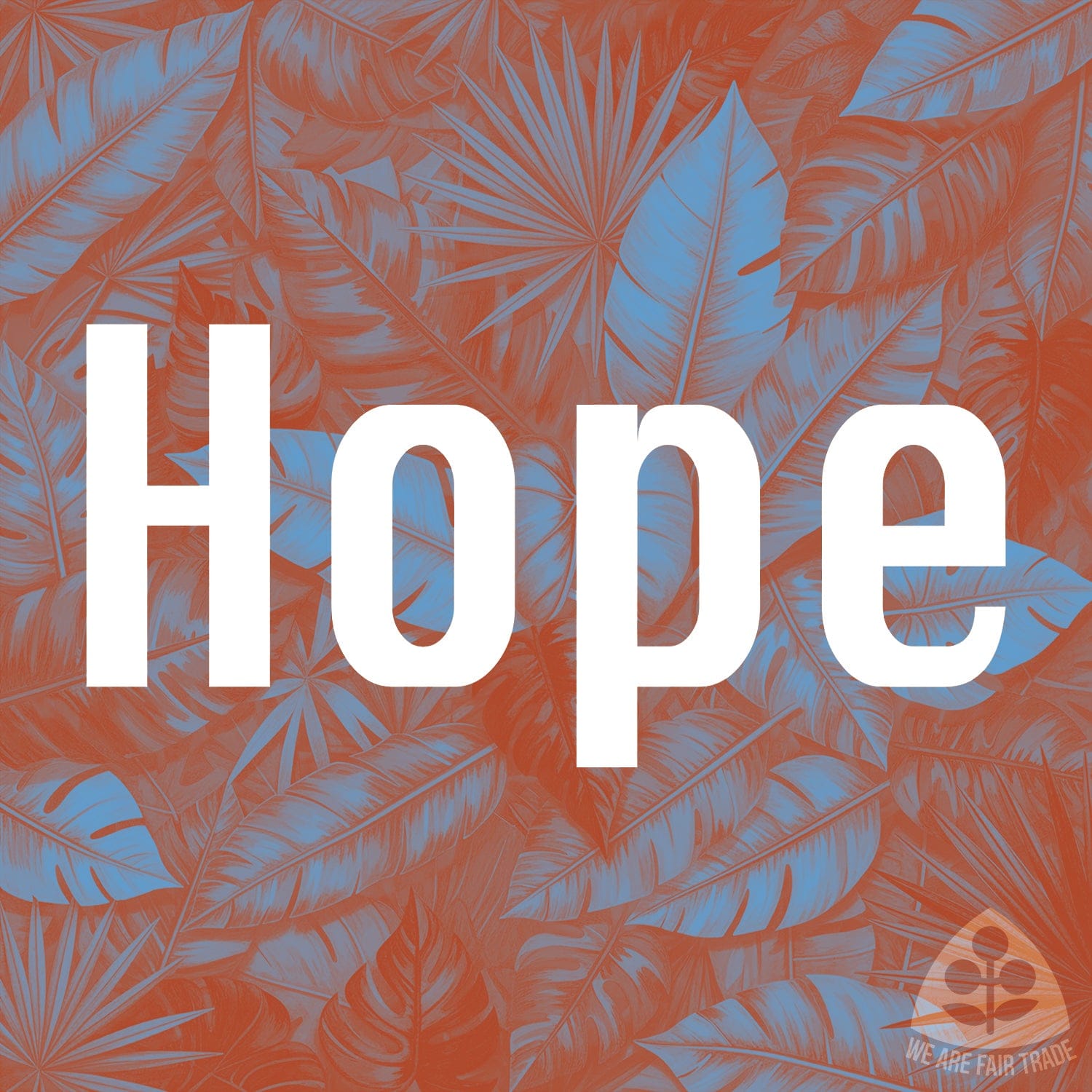 We Are Fair Trade African Leaves Tote Bag - Red/Silver Square Print With "Hope"