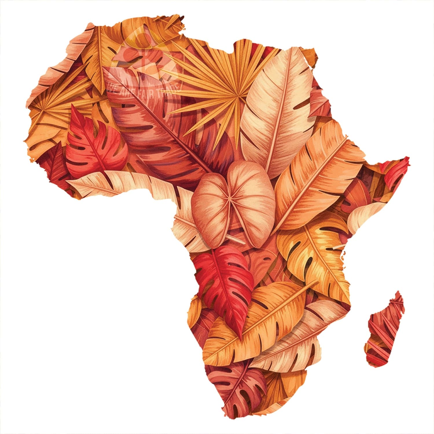 We Are Fair Trade African Leaves Tote Bag - Vibrant Map Print