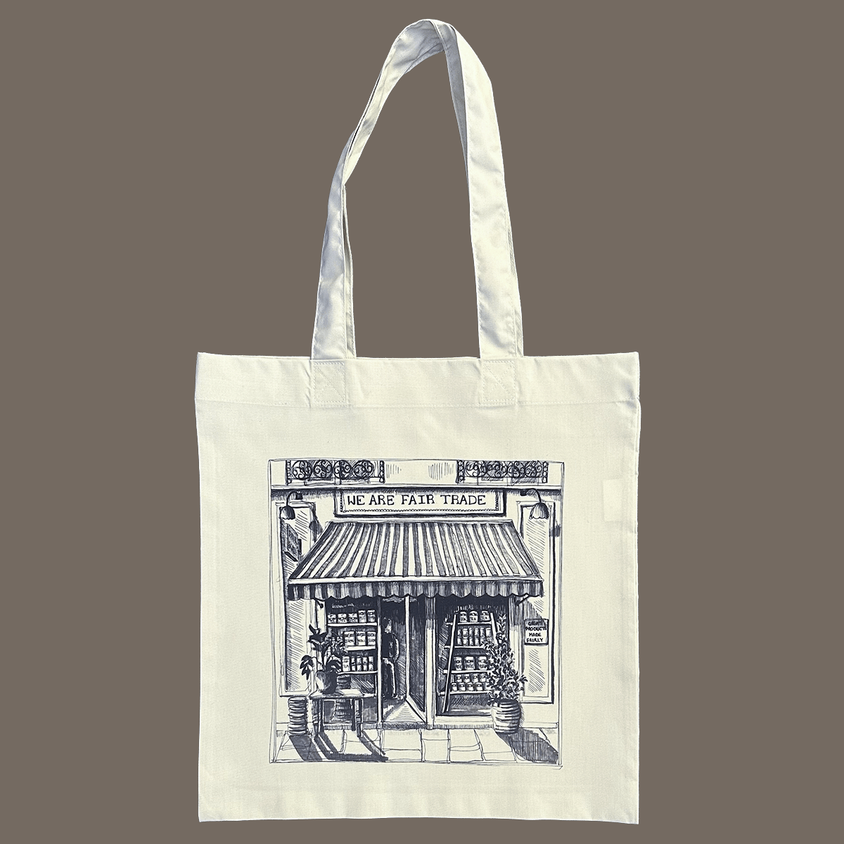 We Are Fair Trade Delicatessen Tote Bag - Dark Navy