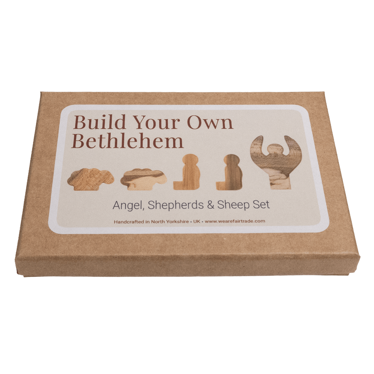 We Are Fair Trade Ltd Wooden Nativity Figures: Angel, Shepherds & Sheep | 5 Pieces | UK Made