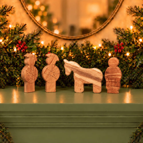 We Are Fair Trade Ltd Wooden Nativity Figures: Soldiers, Horse & Innkeeper | 4 Pieces | UK Made