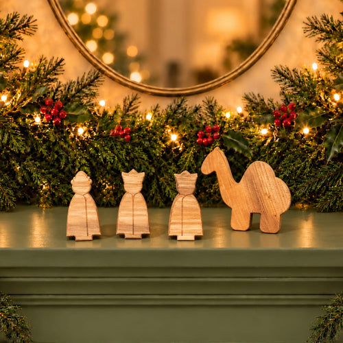 We Are Fair Trade Ltd Wooden Nativity Figures: Wise Men & Camel | 4 Pieces, UK Made