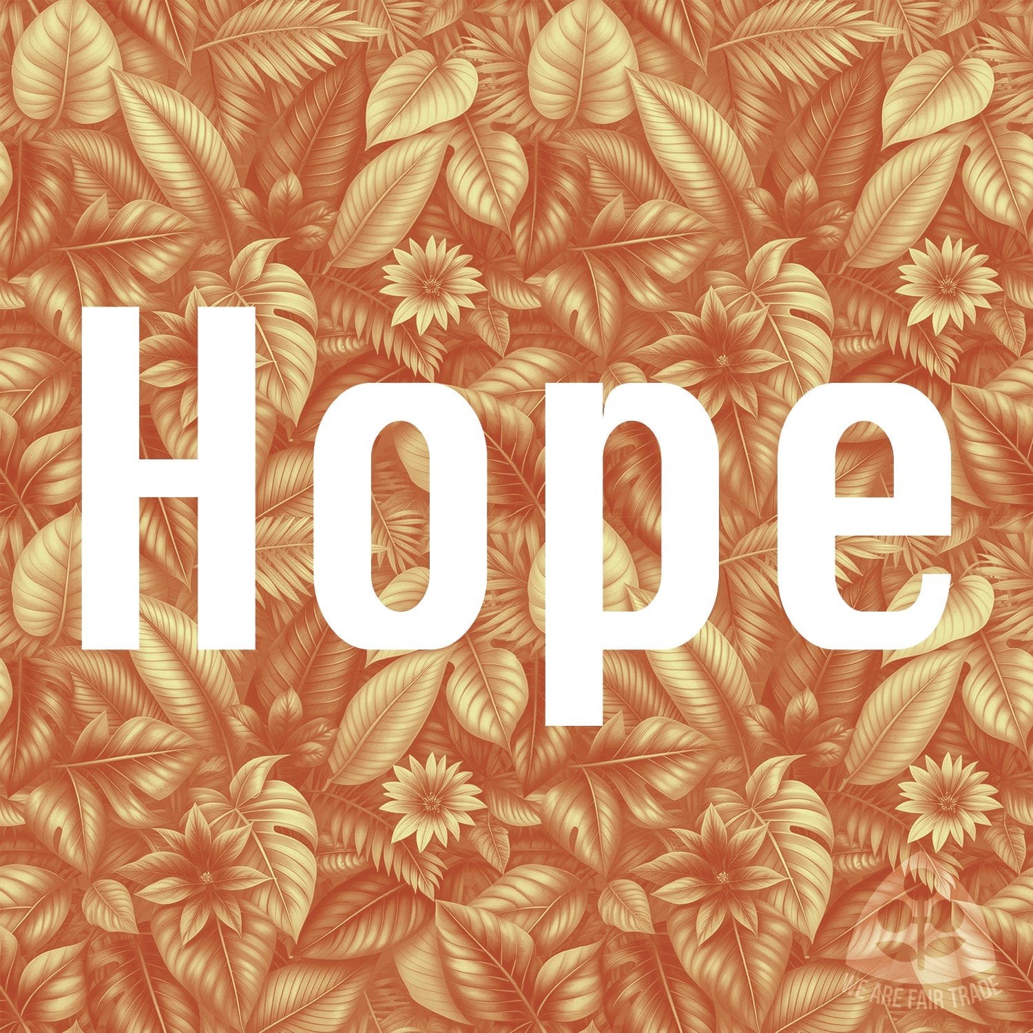 We Are Fair Trade South American Flowers Tote Bag - Red/Gold Square Print With "Hope"