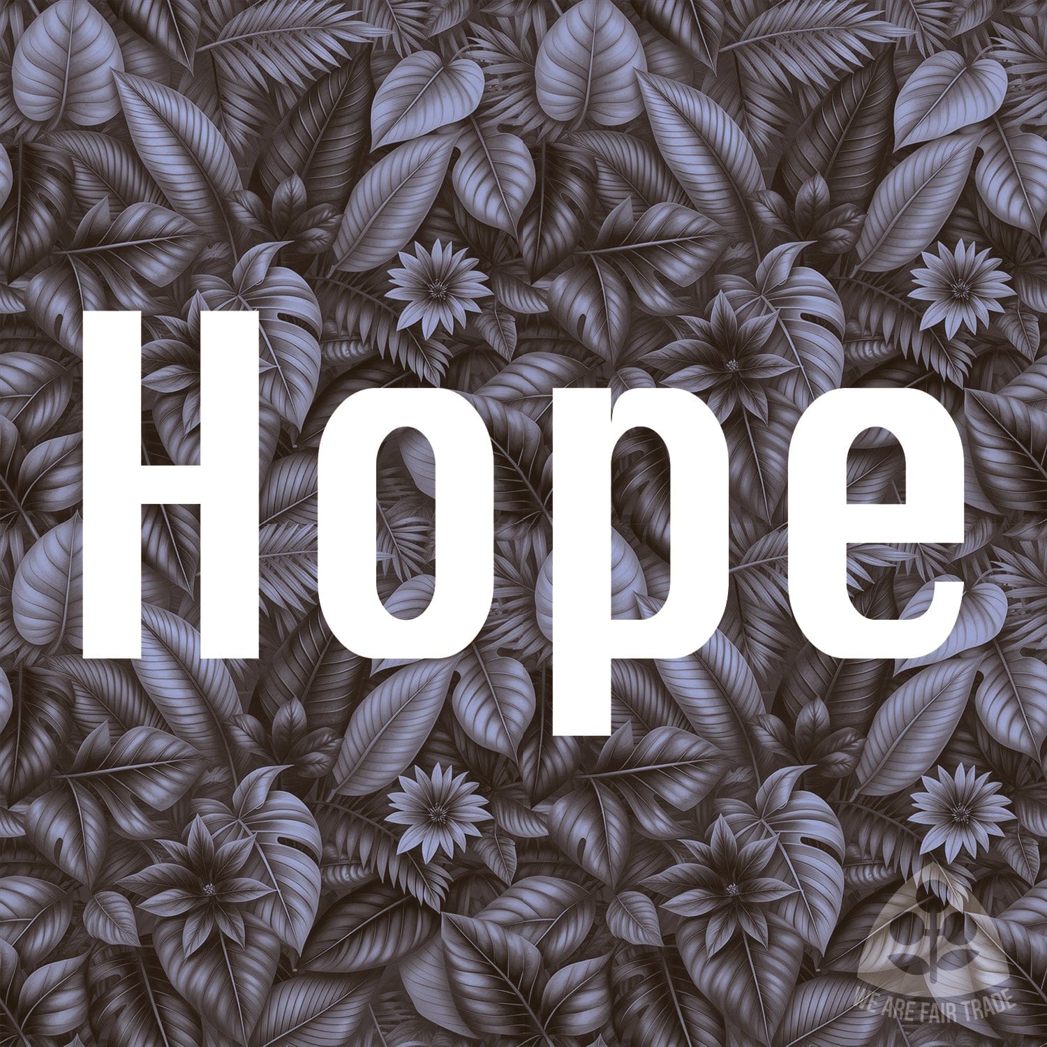 We Are Fair Trade South American Flowers Tote Bag - Teal Bronze Square Print With "Hope"