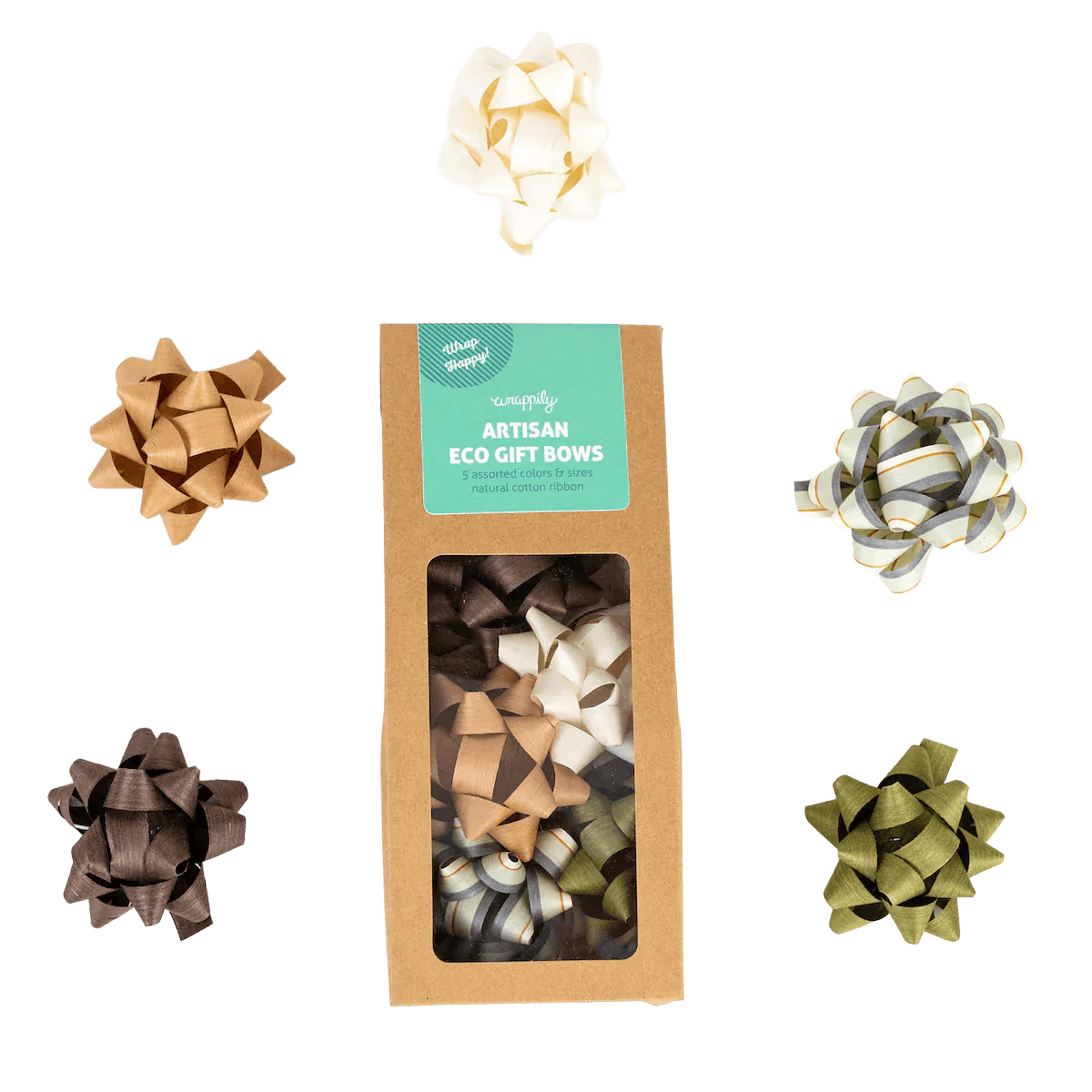 Wrappily Natural Cotton Eco Gift Bows - box of 5