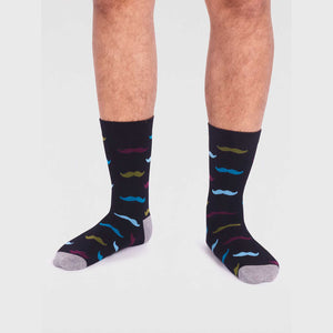 Clayton Bamboo Moustache Socks In A Bag Multi