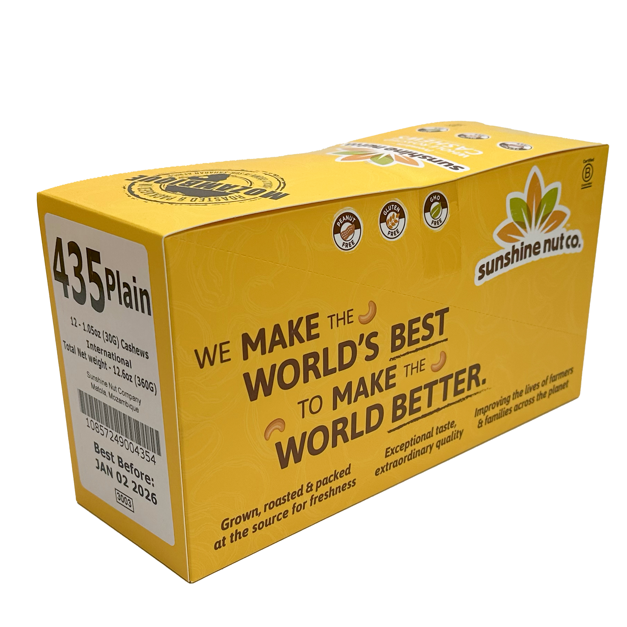 Sunshine Nut Cashews (12x30g) box - Plain