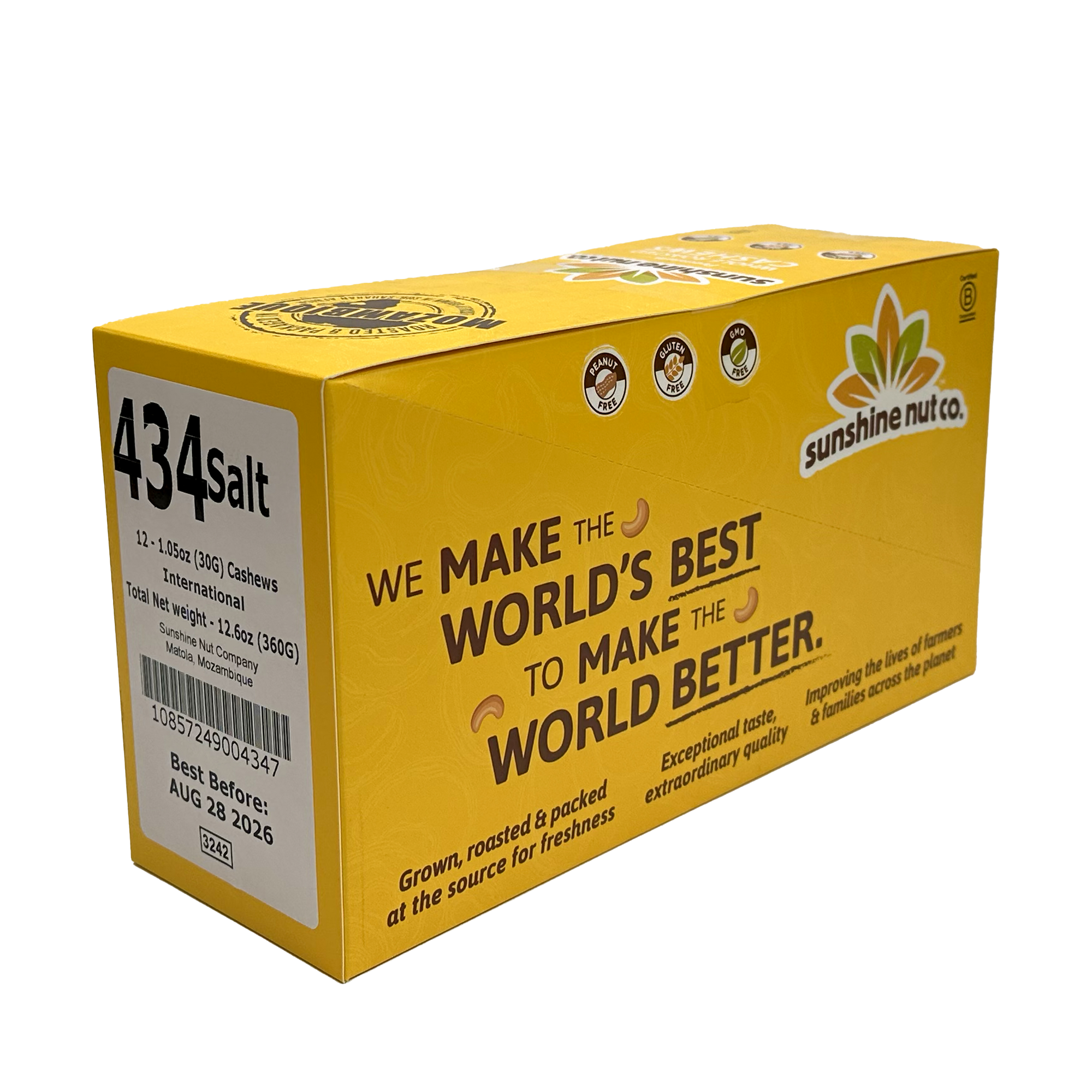 Sunshine Nut Cashews (12x30g) box - Salt