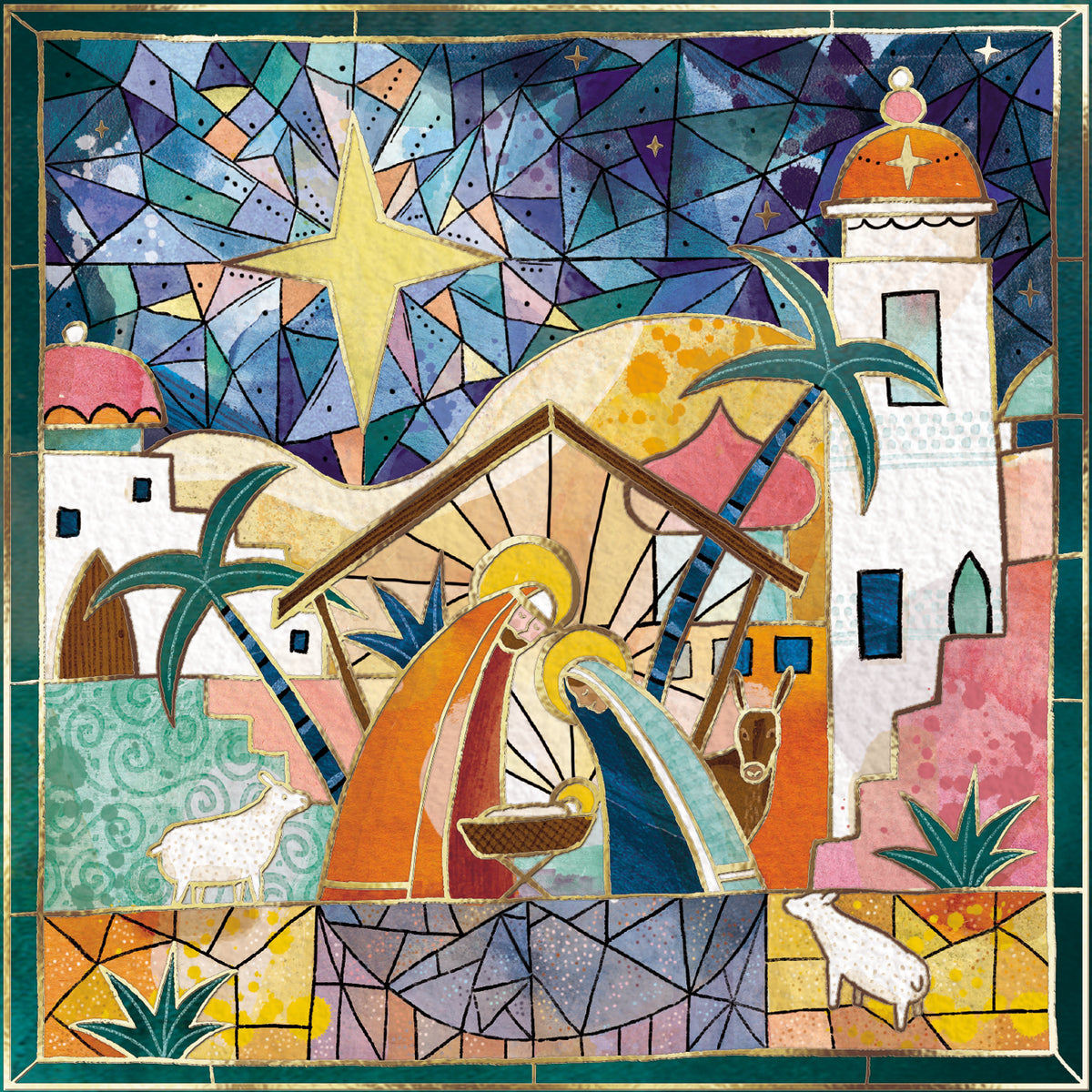 Under A Bright Star Christian Charity Christmas Card (Pack of 10)