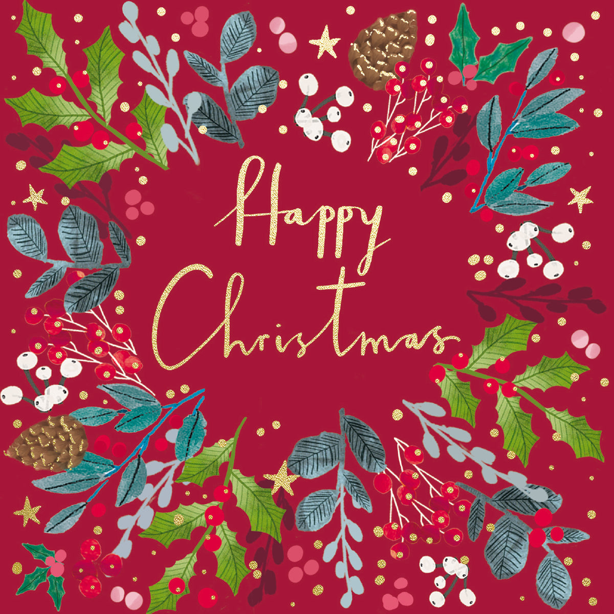 Foliage Festivity Christian Charity Christmas Card (Pack of 10)
