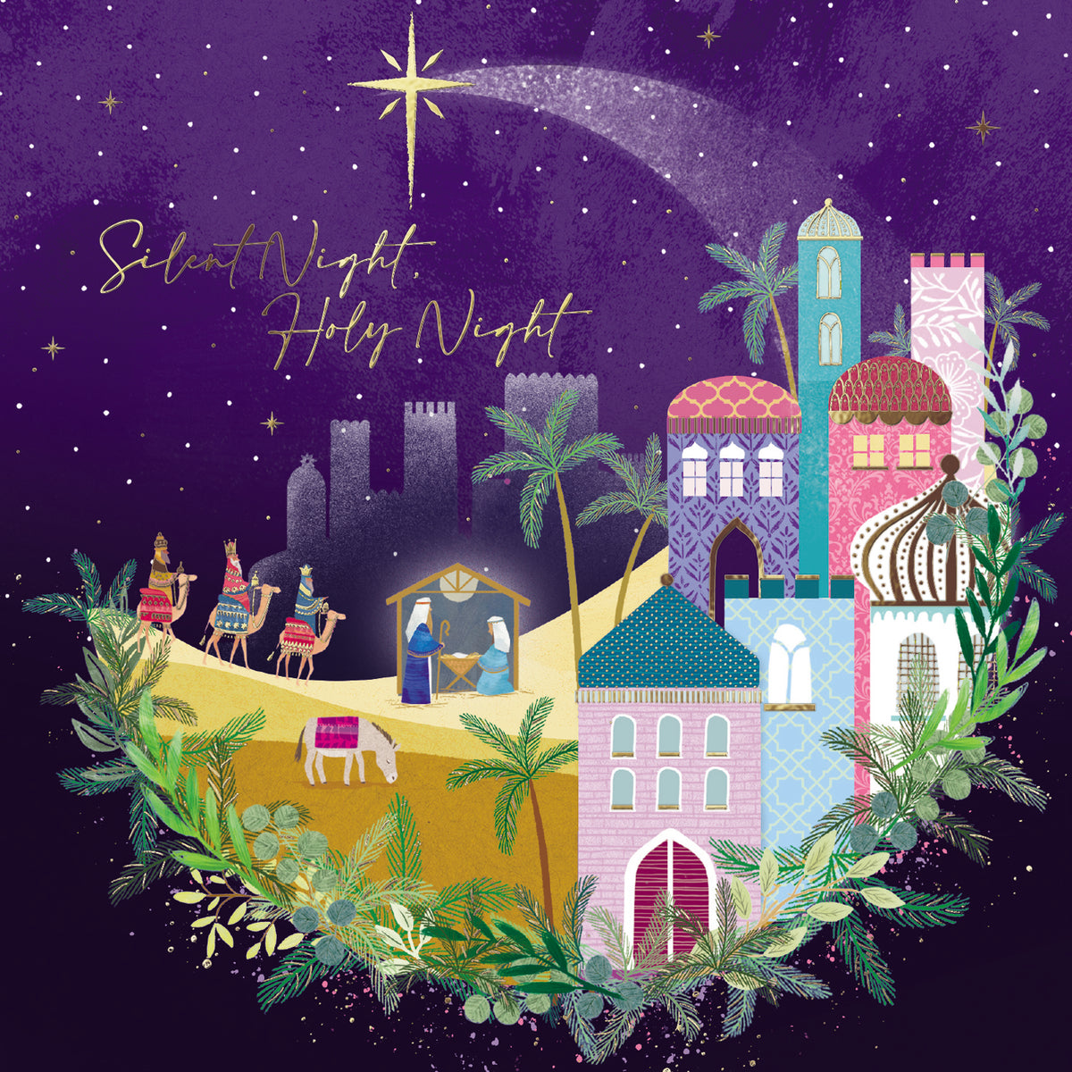 Silent Night Christian Charity Christmas Card (Pack of 10)