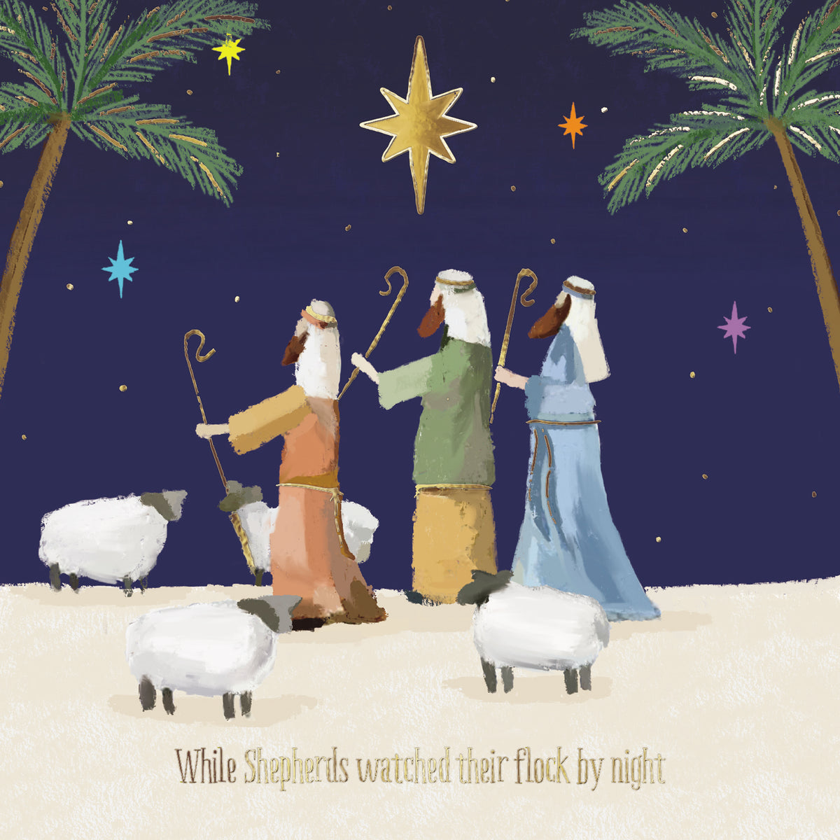 While Shepherds Watched Christian Charity Christmas Card (Pack of 10)