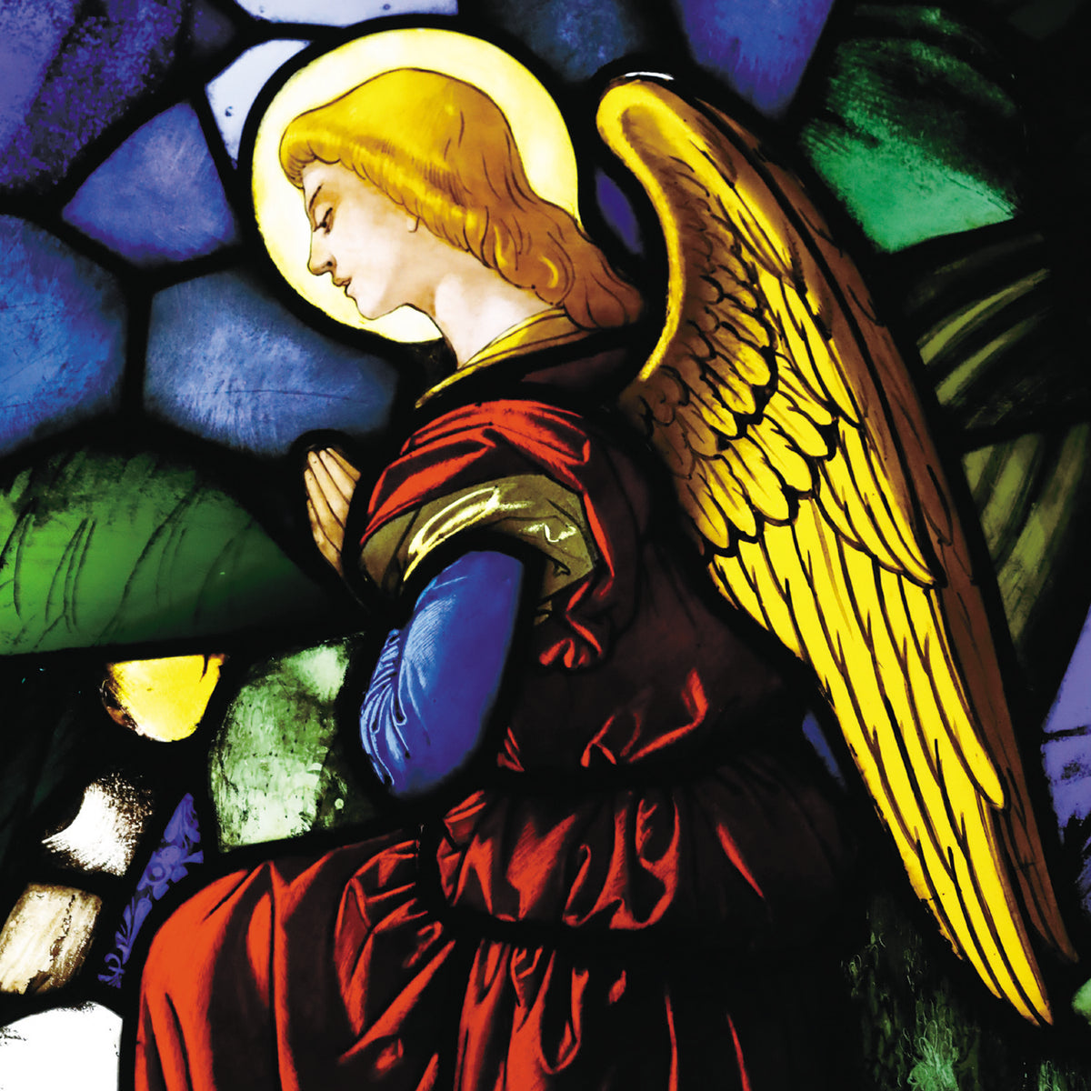 Stained Glass Angel Christian Charity Christmas Card (Pack of 10)