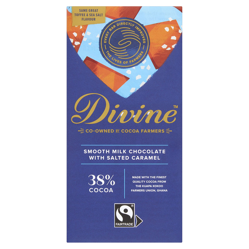 Divine 38% Milk Chocolate with Salted Caramel Bar 90g