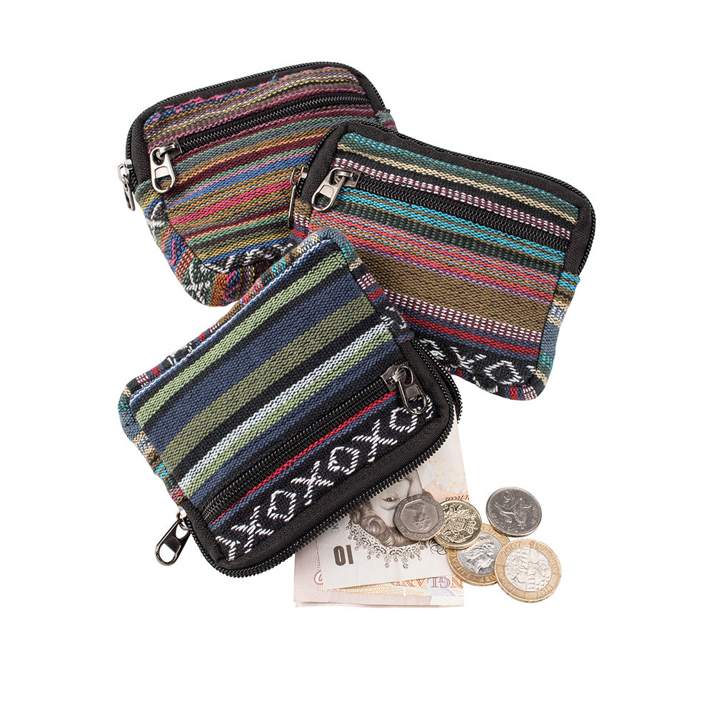 Annapurna Nepali Stripe Double Zip Purse