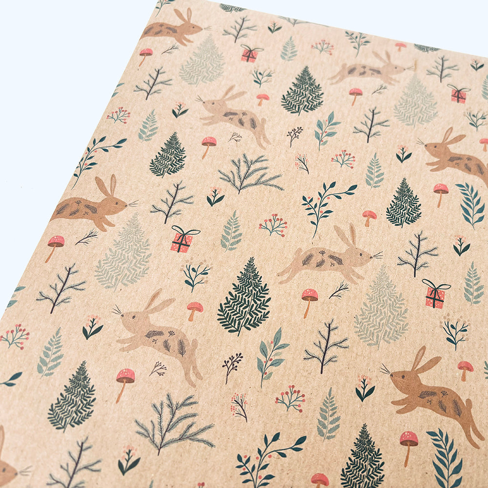 Christmas Bunnies Recycled Wrapping Paper (1m x 50cm)