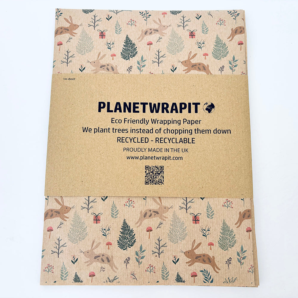 Christmas Bunnies Recycled Wrapping Paper (1m x 50cm)