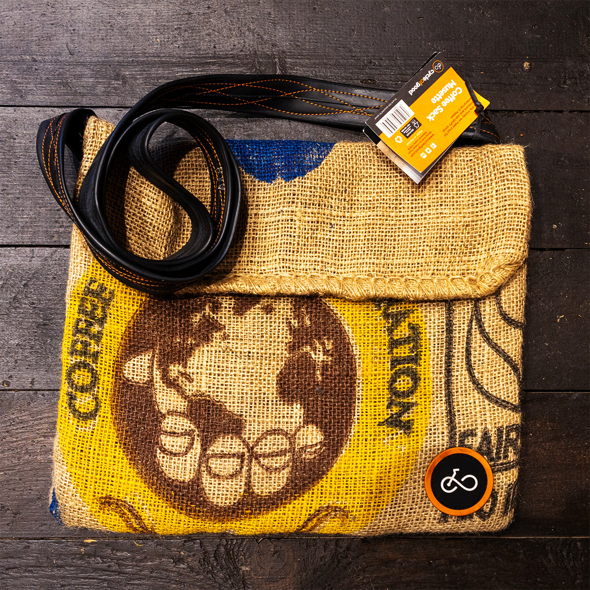 Recycled Coffee Sack Messenger Bag
