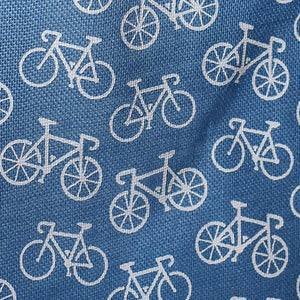 Jute Bag - Blue With Bicycles