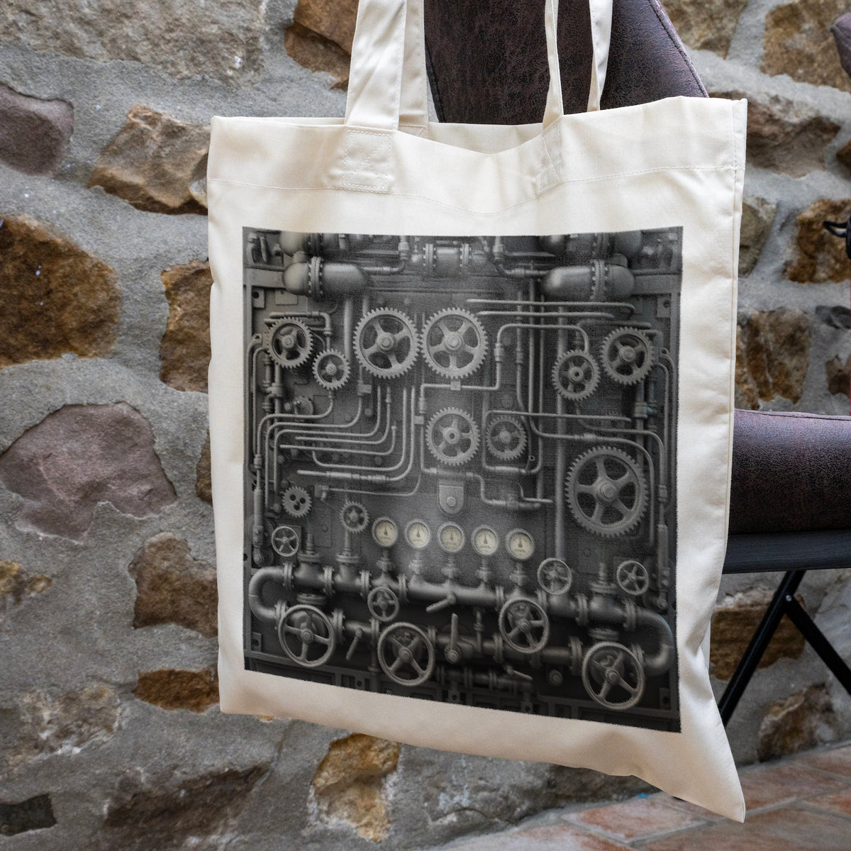 Vintage Machine Tote Bag - Duotone
