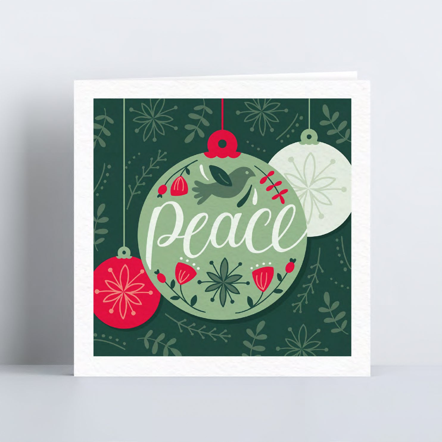'Peace' Bauble Luxury Christmas Card
