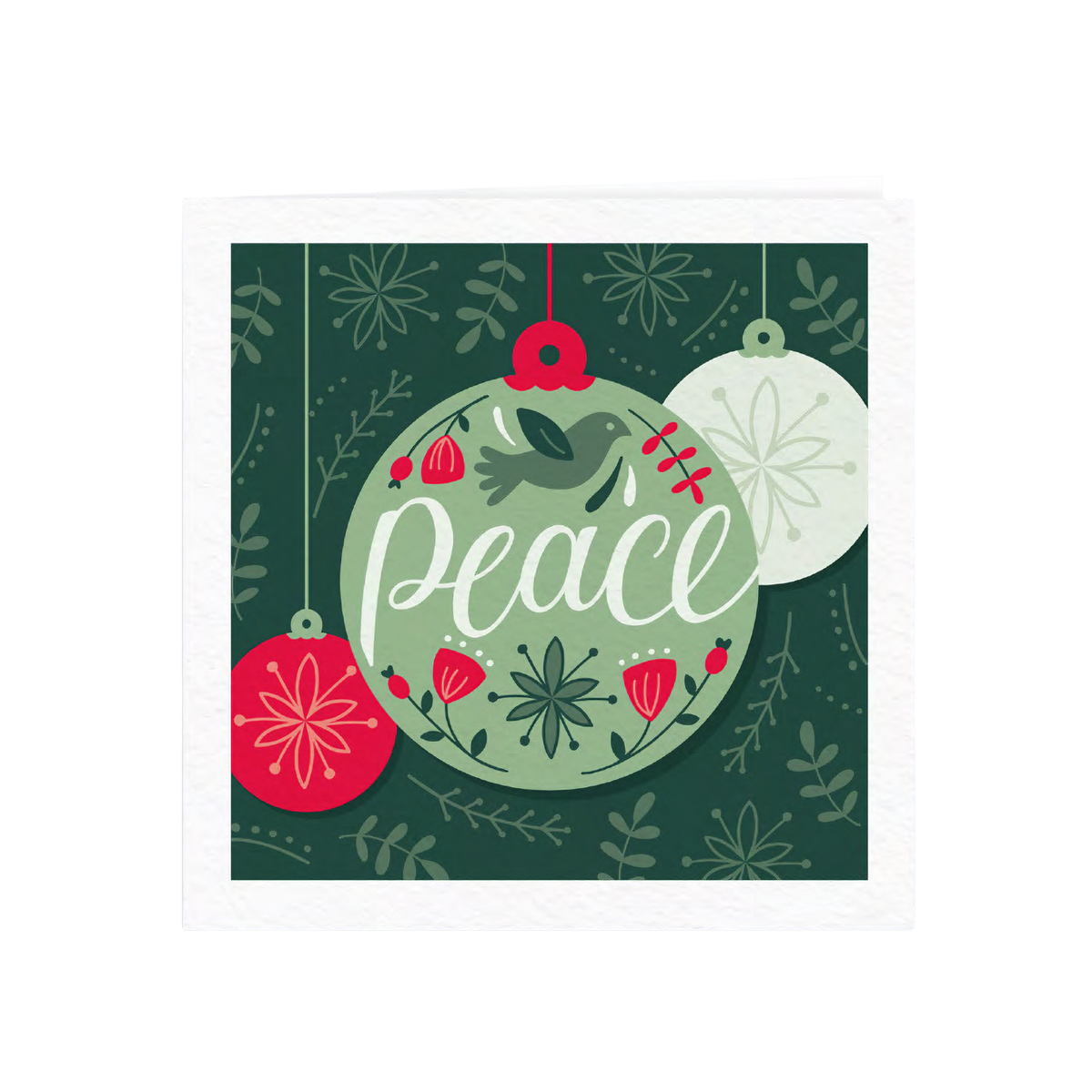 &#39;Peace&#39; Bauble Luxury Christmas Card