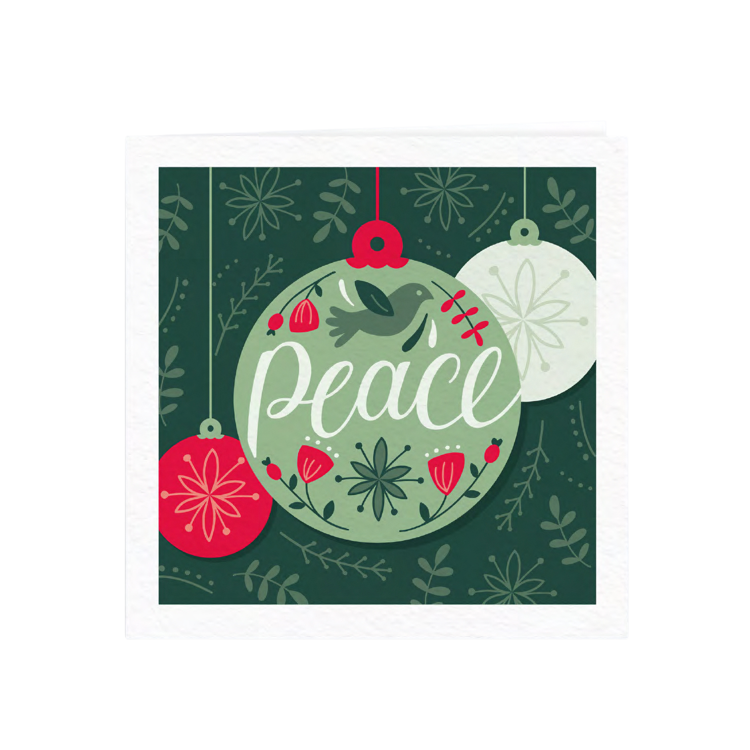 'Peace' Bauble Luxury Christmas Card