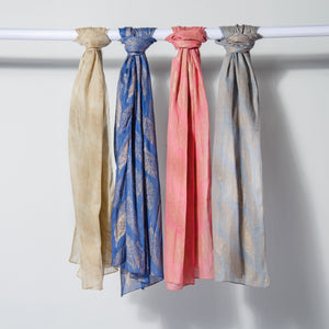 Cotton Scarf, Metallic Rose Gold Print