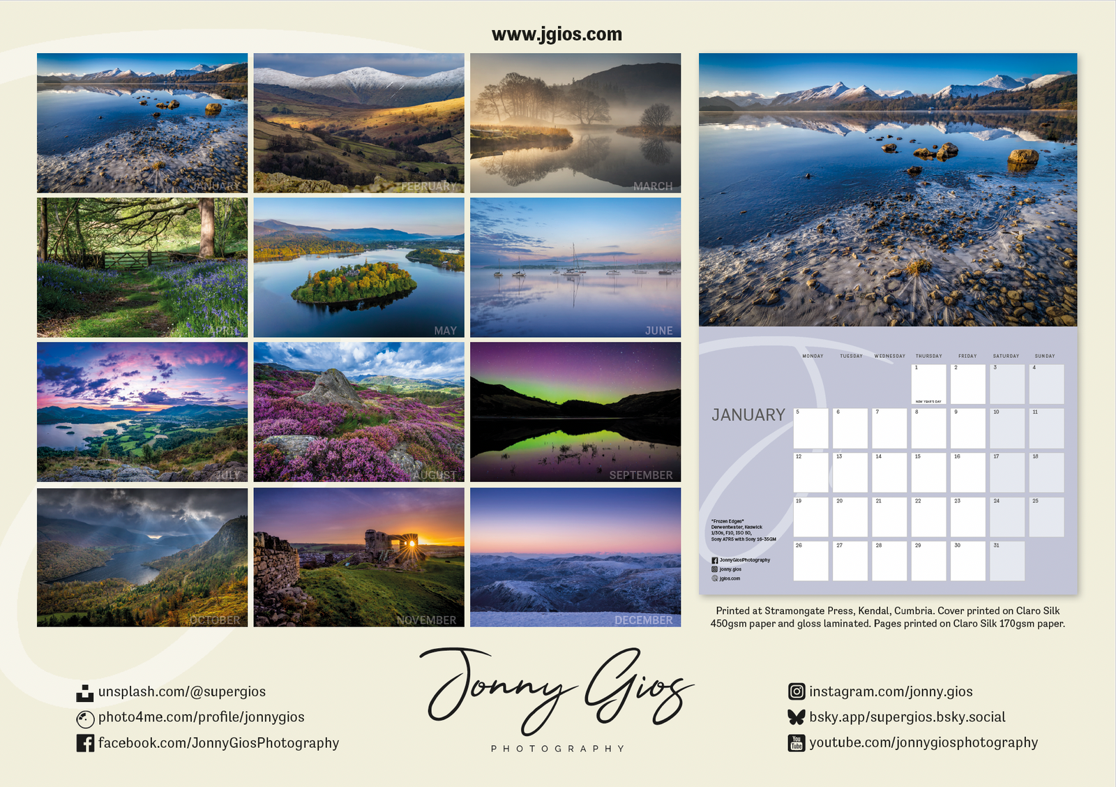 Jonny Gios 2026  Landscape Calendar
