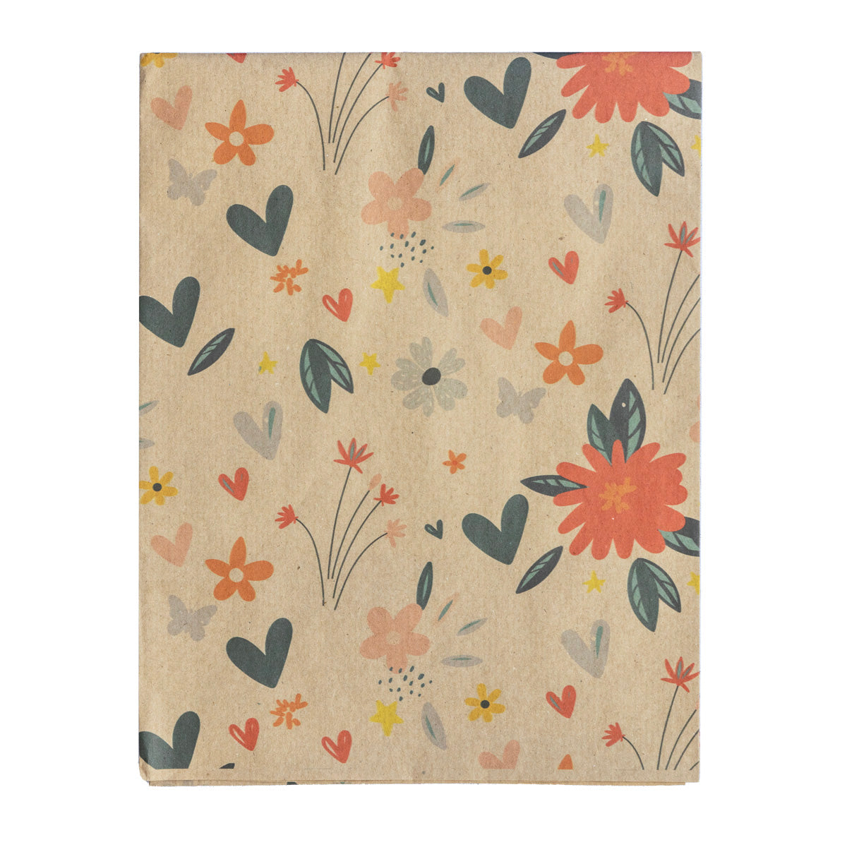 In Bloom Flower Print Recycled Eco Kraft Wrapping Paper (1m x 50cm)