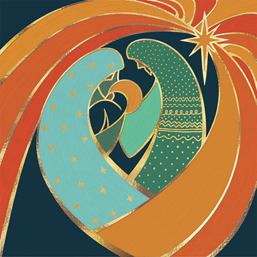 Stained Glass Contemporary - Christian Charity Christmas Cards (Pack of 10)