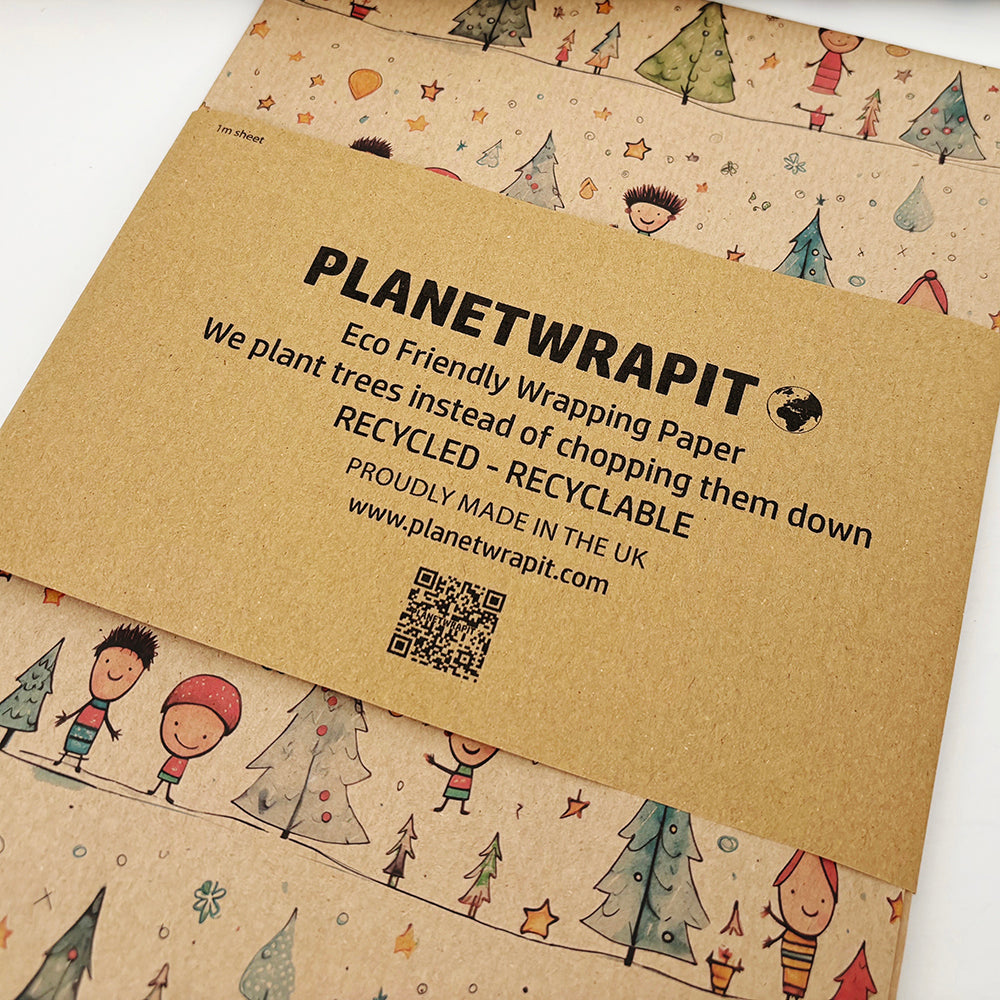 Christmas Starry Night Recycled Wrapping Paper (1m x 50cm)