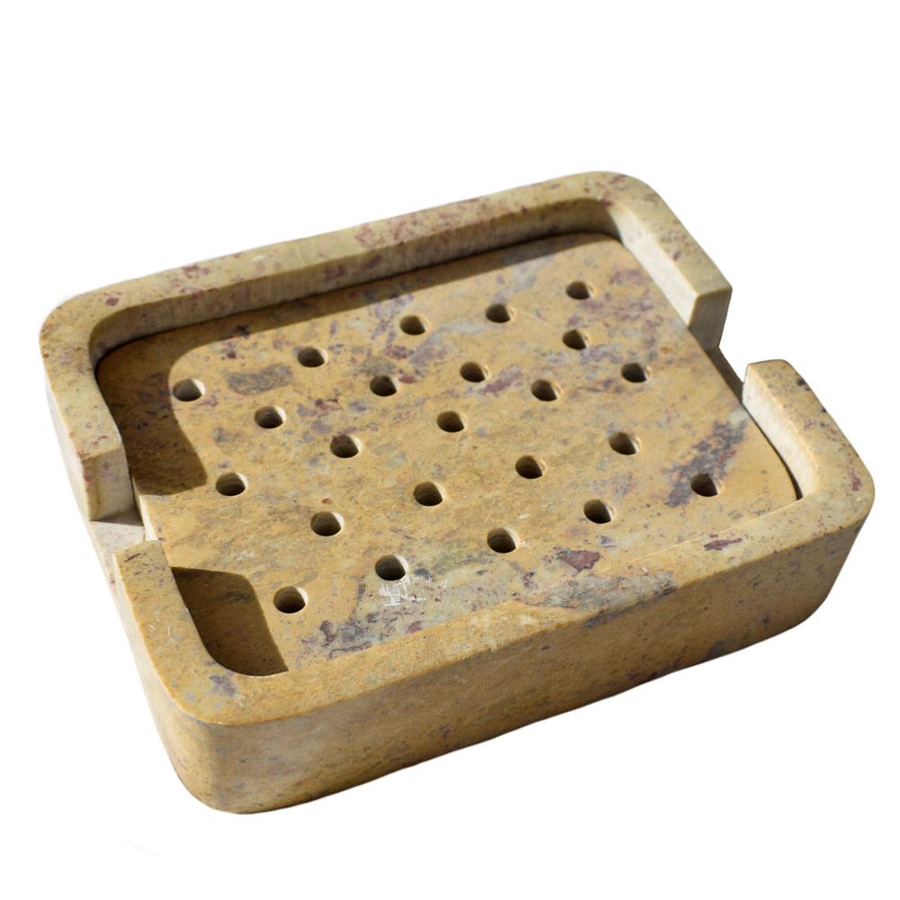 Gorora Stone Soap Dish - Rectangular, Removable Top