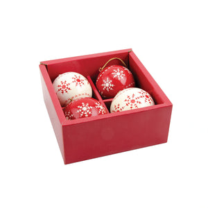 Large Snowflake Papier Mache Baubles (Boxed Set Of 4)