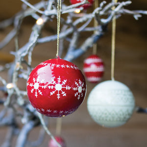 Large Snowflake Papier Mache Baubles (Boxed Set Of 4)