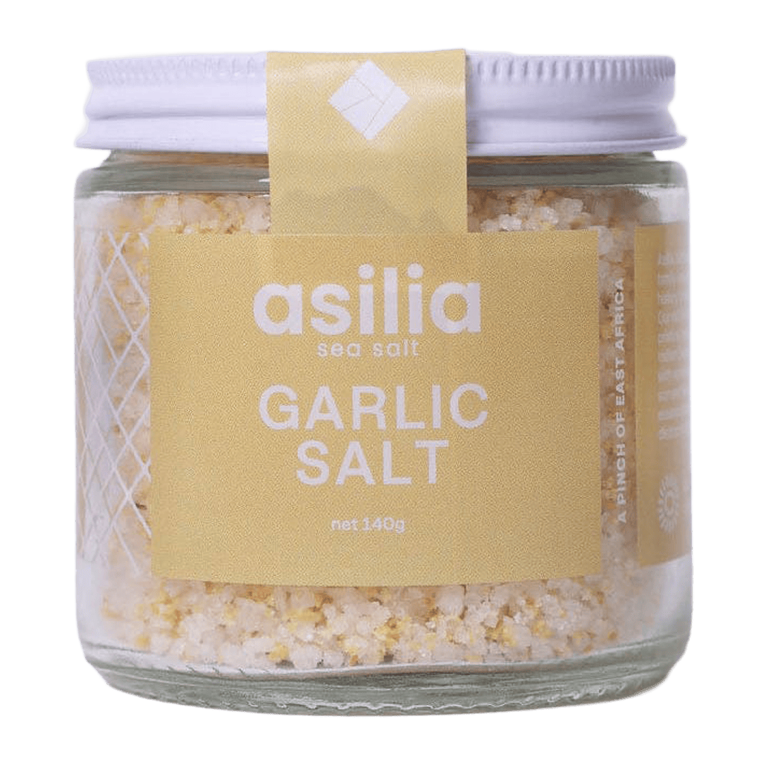 Asilia Garlic Sea Salt (140g) | Natural Sun-Dried Sea Salt