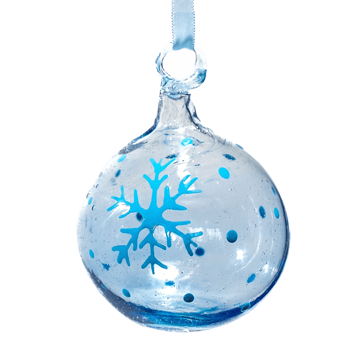 Bethlehem Baubles Christmas Bauble with blue snowflake - Ice Blue