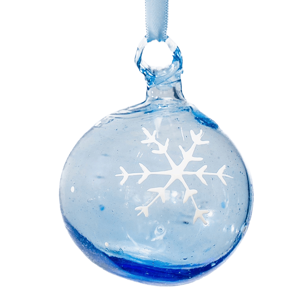 Bethlehem Baubles Christmas Bauble with white snowflake - Ice Blue