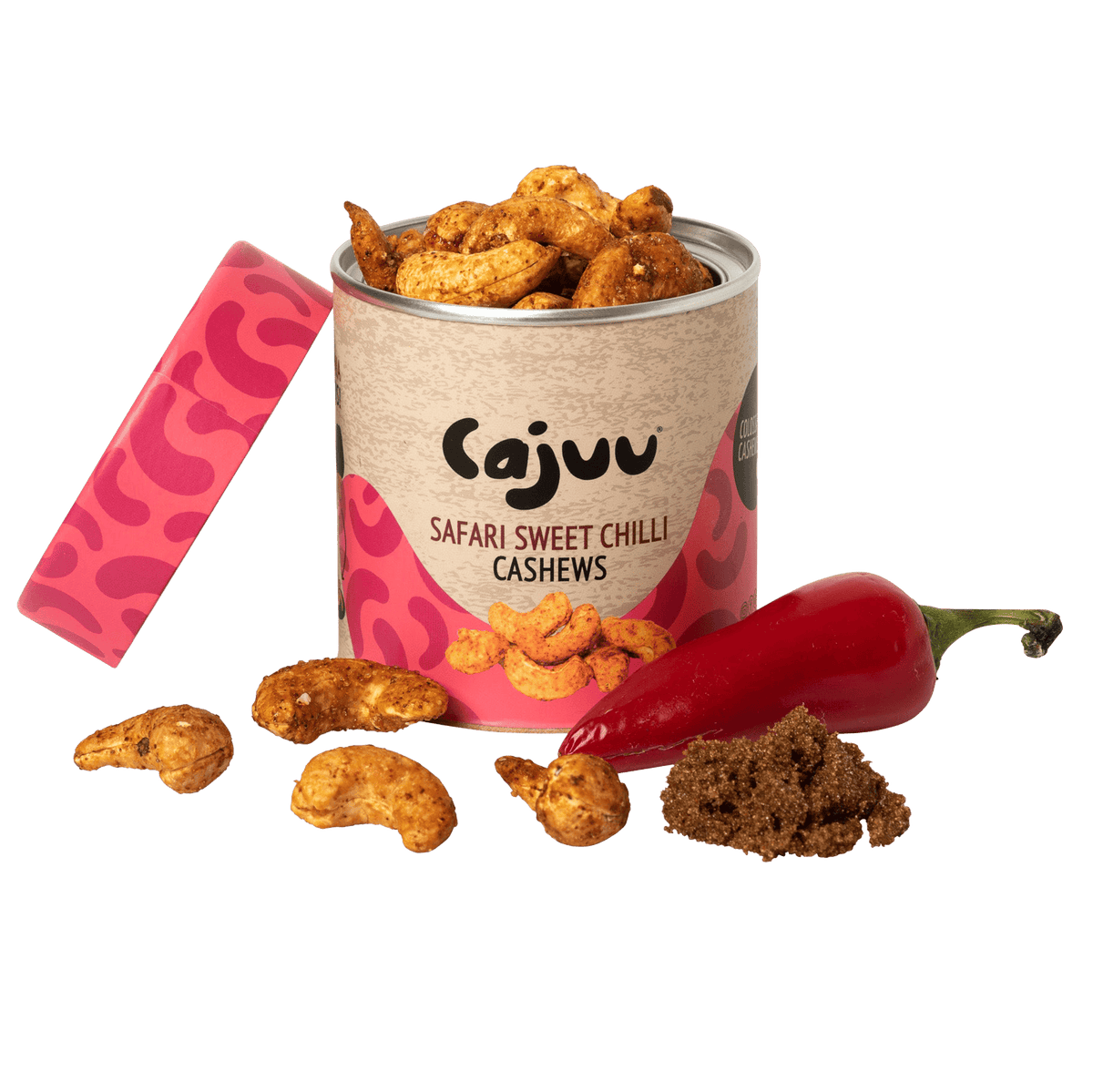 Cajuu Cajuu Safari Sweet Chilli Cashew Nuts Tube (100g) | Ethically Produced in Tanzania
