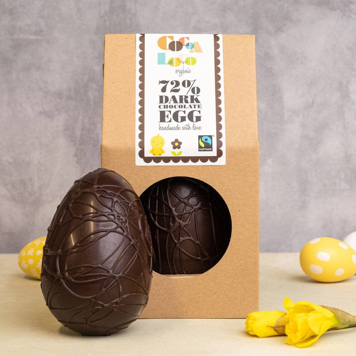Cocoa Loco 72% Dark Chocolate Easter Egg  (225g) | Fairtrade Organic Handmade UK