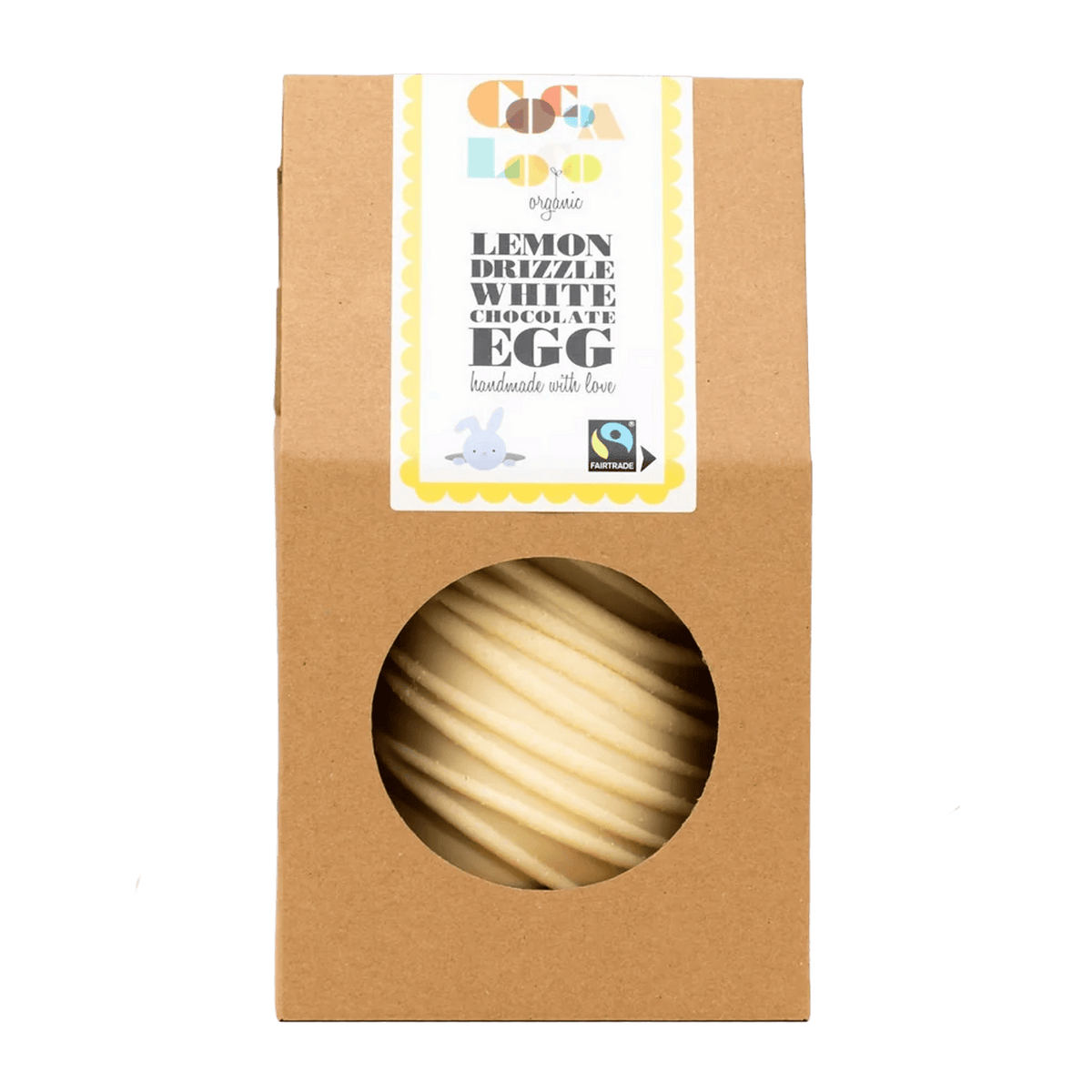 Cocoa Loco Lemon Drizzle White  Chocolate Easter Egg (225g) | Fairtrade Organic Hand-Made UK