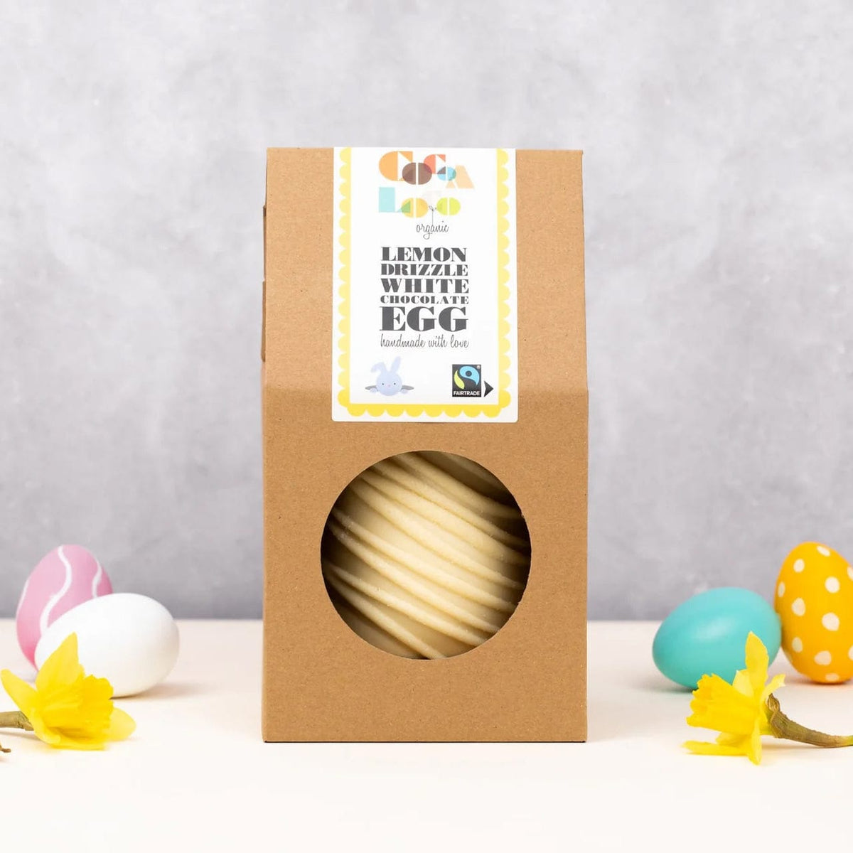 Cocoa Loco Lemon Drizzle White  Chocolate Easter Egg (225g) | Fairtrade Organic Hand-Made UK